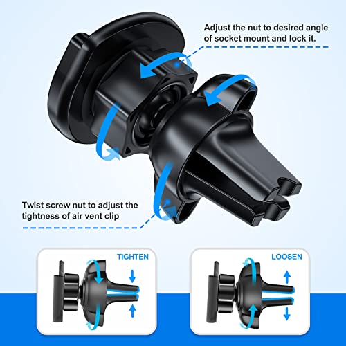 Volport Air Vent Phone Mount For Socket User, Universal Silicone Vent Holder With Adjustable Clip & 2 Pack Sticky Adhesive Replacement For Collapsible Grip Stand Compatible With Smartphones Black #TOP3