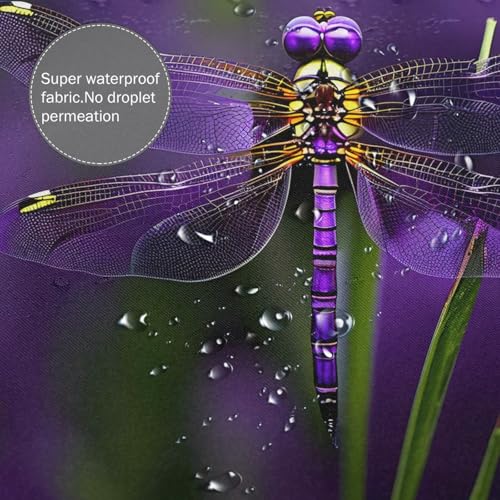 Rideau de douche libellule violette imperméable 183x183cm - 7