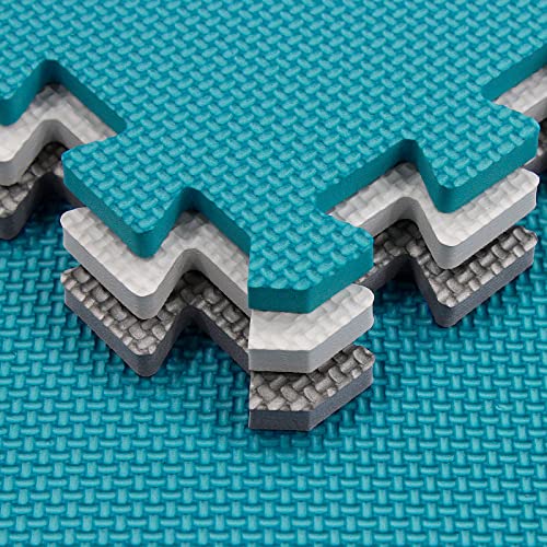 Yostrong® 18 Tiles Puzzle Play Mats For Floor | Interlocking Puzzle Foam Baby Play Mat For Playing - Eva Babies Crawling Mat. White, Gray, Dark Green. Yoc-Alpb18N #TOP3