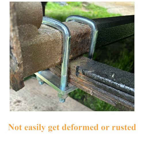 Fudatong 2PCs Square U-Bolt Kit for Boat Trailer Axle Leaf Springs, Trailer Leaf Spring U Bolts, for 2x2 Axle, 4-3/4" Long, 2 Pack