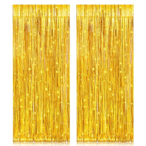 PIGETALE Lametta Vorhänge Gold Glitzer, 2 Stück 1x2.5m Metallische...