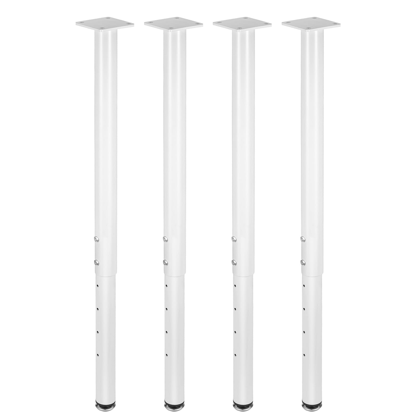4-Pack Table Legs Adjustable Metal Breakfast Bar Leg, 60-100cm Height Metal Folding Desk Legs Folding Design for Kitchen Worktop, Dining Table (White)
