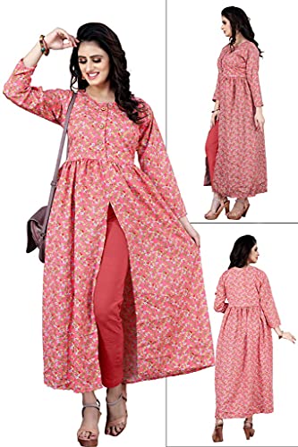 Image of H.E HAMZA ENTERPRISER Printed Crepe Material Brown Western Dress For Women