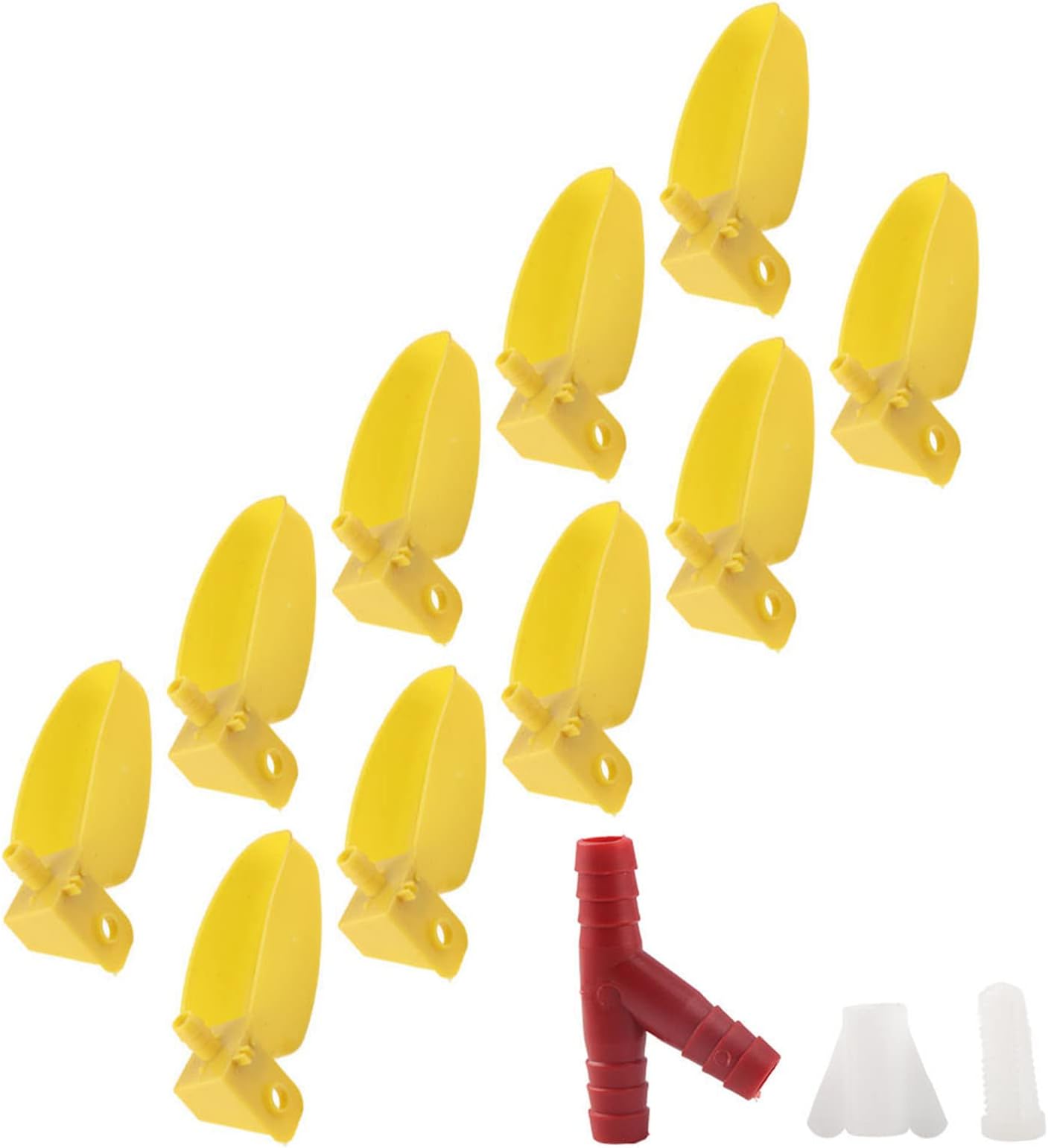 Chicken Water Cups,Automatic Waterers,10Pcs Automatic Waterers Yellow Drinking Cups Bowl for Quail Chicken Birds Large Size(yellow large left)