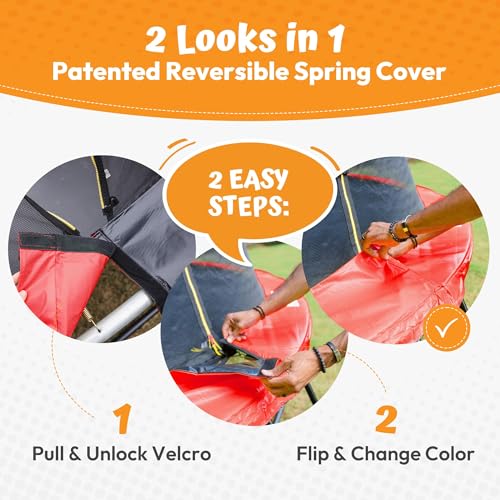 Image of JUMPZYLLA Trampoline Outdoor 8FT 10FT 12FT 14FT 15FT 16FT with Enclosure and Ladder, ASTM Approved Recreational Trampoline for Kids and Adults, Anti-Rust Coated Frame