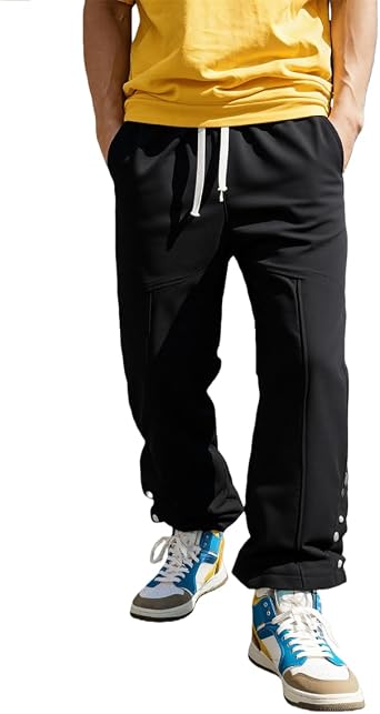 Mens Loose Fit Straight Leg Sweatpants Casual Lounge Pants Soft Cotton Fleece Joggers Comfortable Athletic Home Wear