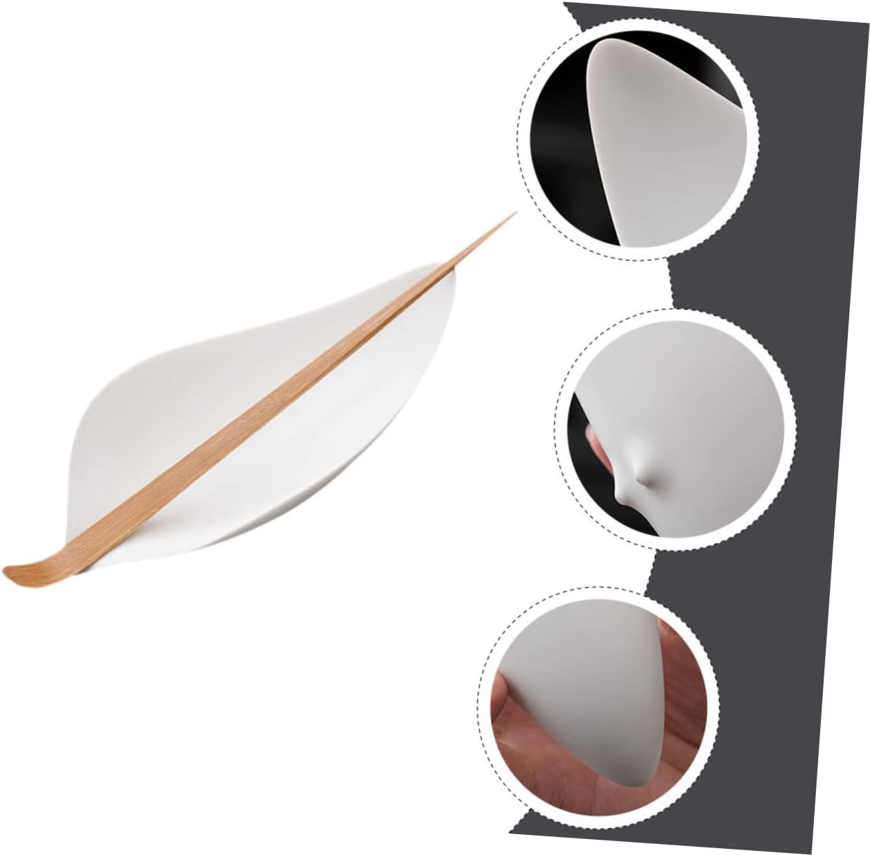 Ciieeo Ceramic Tea Scoop Multi-function Nonstick Teaspoon for Loose Leaf Tea Decorative White Holder for Home Brewing and Daily Use