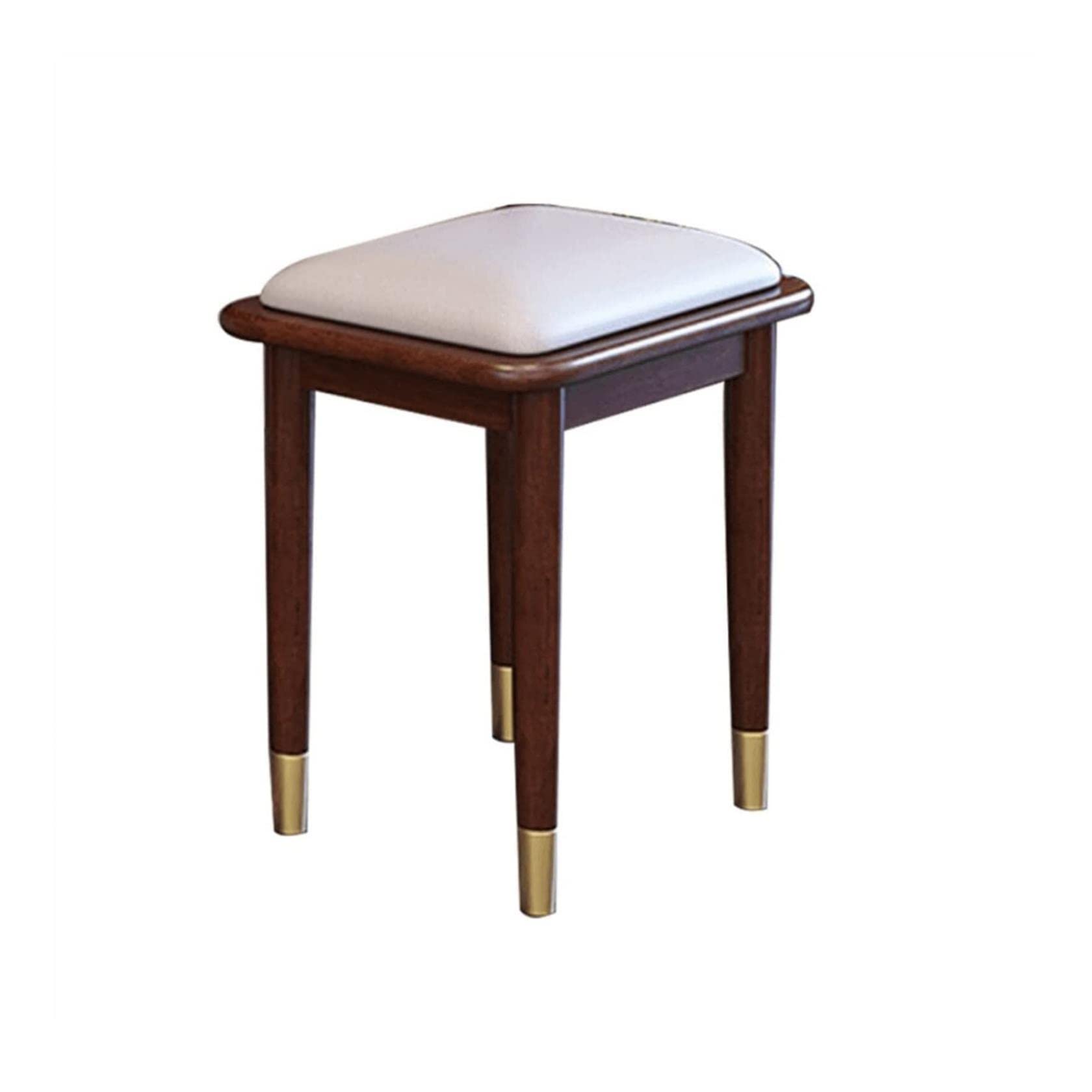 Taburete de piano y tocador en cuero marrón de 38x28x45 cm