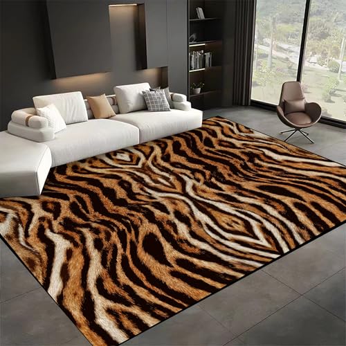 SMXVRC Marron Animal Imprimé Tapis de Salon, 120x180cm, Motif Tigre Motif Fourrure Animale Grand...