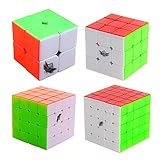 HJXD global Cyclone Boys Magic Cube Set 4 Pack 2x2x2 3x3x3 4x4x4 5x5x5 Stickerless Speed Cube True...