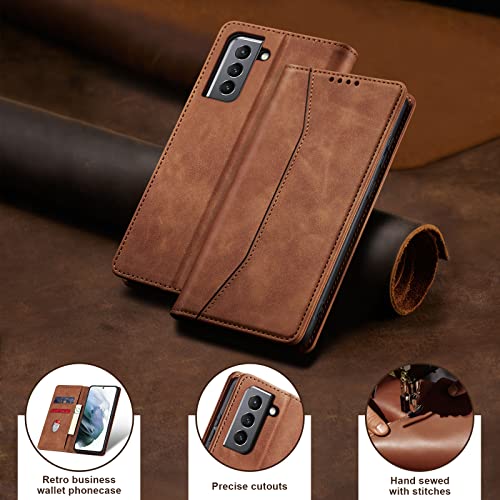 Image of Jasonyu Flip Wallet Case for Samsung Galaxy S21 5G,Brown
