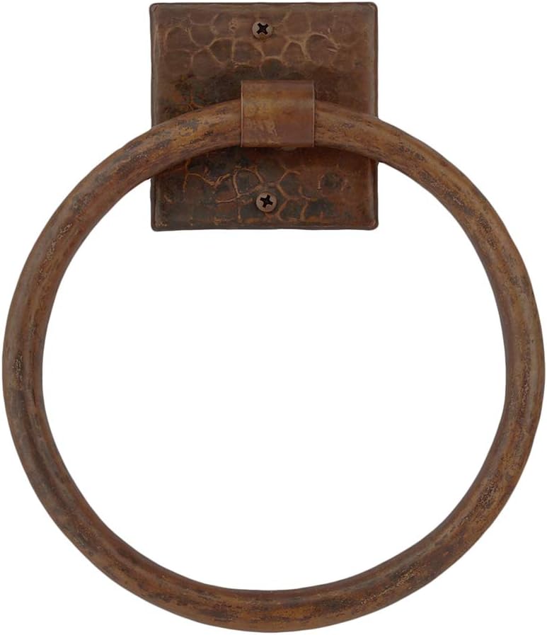Premier Copper Products TR10DB 10-Inch Hand Hammered Copper Full Size Bath Towel Ring, Oil Rubbed Bronze
