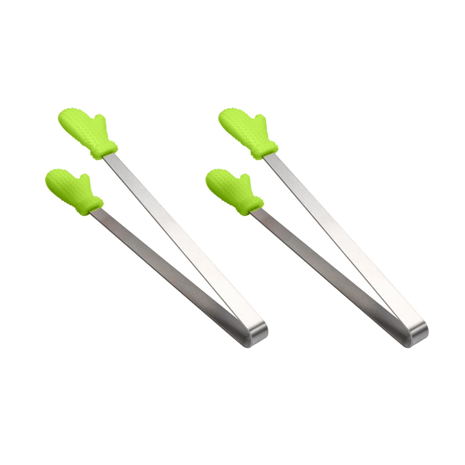 2Pcs Mini Silicone Ice Cube Clip, Heart Glove Hand Shape Food Serving Tongs, Food Grade Stainless Steel Kitchen Tongs