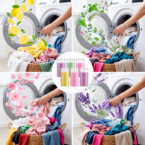 Image of 6 Pack 126 oz Laundry Scent Boosters Beads In-wash Laundry Fragrance Beads Long Lasting Scent Booster for Clothes Towels and Bedding, Lavender Rose Lemon Botanical