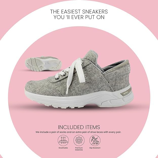 Image of ZEBA Hands Free Slip on Sneakers for Women - Step Up Your Comfort and Style with Perfect Walking Shoes and Fashion Sneakers