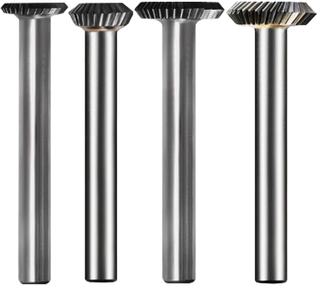 4 Pcs Single Slot Carbide Burr, 1/4'' Shank Wheel Shape Aluminum Cutting Carbide Burs for Rotary Tools (Wheel Type)