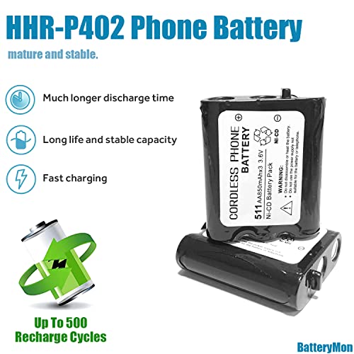 2 Pack 800Mah 3.6V Rechargeable Cordless Phone Battery For Panasonic P-P511 N4Hkgma00001 Hhr-P402 Kx-Tg5100 Kx-Tg2770 Type 24 Telephone #TOP2