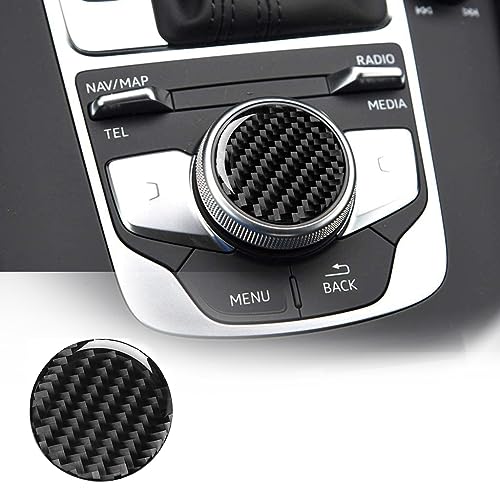 XQauto Carbon Fiber Car Interior Central Control Multimedia knob Cover Trim for Audi A3 A4 2014-2019