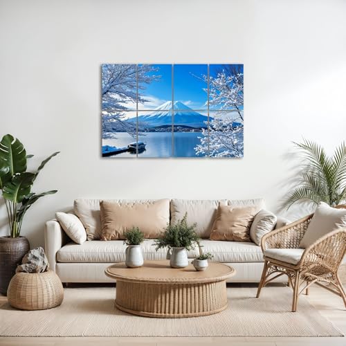 8 Pack Art Acoustic Panels Sound Absorbing Sunrise lake Kawaguchi ko Mountain Decorative Soundproof Wall Panels Self Adhesive for Home Recording Studios 48"x32" miniatura 5