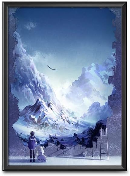 Home Wall Decor Frames - Hidden Mountain Anime Modern Art Wall Framed Paintings for Office, Dining, Living Room Decoration (8inchx12inch, Framing with Leminated Poster),FWBANIME701
