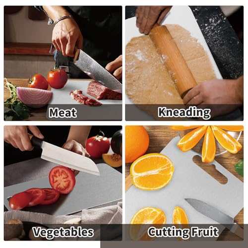 Tabla de cortar rectangular de acero inoxidable doble cara para cocina, tamaño grande miniatura 5