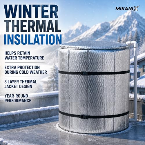 Image of MIKANIX Premium Insulated Water Tank Cover for 1000L Tank | Weatherproof Thermal Water Tank Jacket Protective Sleeve | Heat Reflective, Anti Freeze, Dustproof UV Protector for Outdoor Overhead Tanks