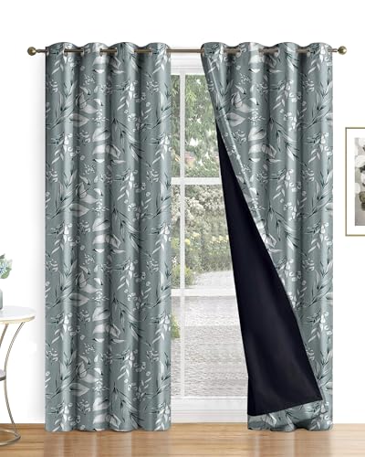 Image of Cloth Fusion Printed 100% Blackout Long Door Curtains 9 Feet Set of 2