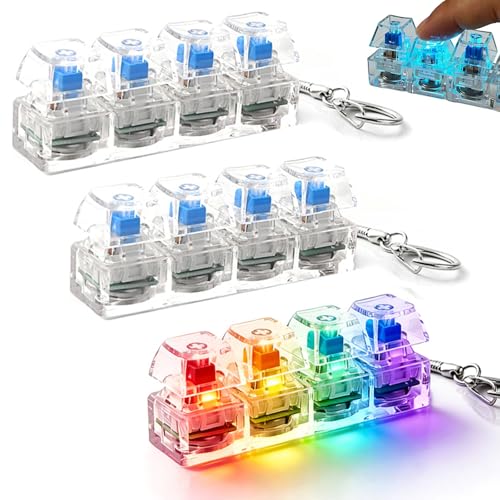 Jouet Fidget Clavier pour Adultes, 3 PCS Porte-clés Fidget Toys, Porte Cle Clavier, Clavier Jouet Antistress, Porte Clé Fidget Clavier, Porte-clés Clicker Lumineux Portable, Clavier Clicker Jouet (M1)