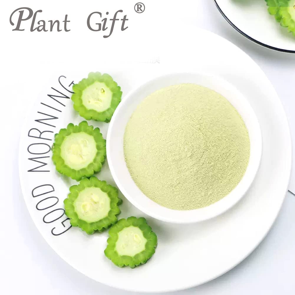 Plant Gift 100% Pure Balsam Pear Powder 苦瓜粉 Natürliches Bittermelonenmehl, Großes Aroma für Getränke, Smoothie, Kuchen und Getränke, Nicht-GVO Pulver, Kein Füllstoff, Keine Zusätze 100G/3.25oz