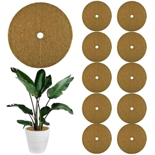 ZDQC 10 Stück Kokos Mulchscheibe,Ø 40CM Kokosscheibe,Kübelabdeckung Kokos,Kokos Pflanzenschutz,Winterschutz Kokosmatte,Winterschutz für Kübelpflanzen,Kokosnussfasern,Winterschutz Kokos (40 cm)