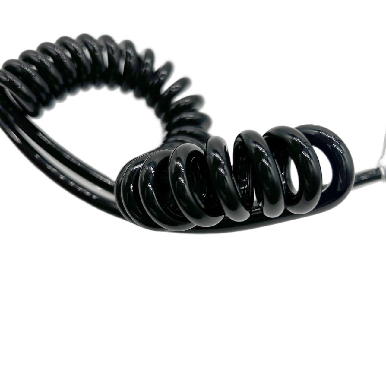 5-metrowy przedłużany kabel sprężynowy z 5-żyłowym czarnym przewodem spiralnym (20AWG)