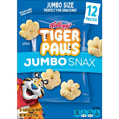 Kellogg's Tiger Paws Jumbo Snax Cereal Snacks, Kellogg's Frosted Flakes Inspired, Kids Snacks, Original (4 Boxes, 48 Pouches) #TOP5