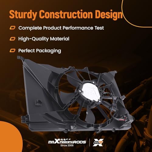 Image of maXpeedingrods Engine Radiator Cooling Fan Assembly for Jeep Compass 2.0L L4 2017, for Jeep Compass 2.4L L4 2017-2021 Replacement 68249185AA 68249185AB