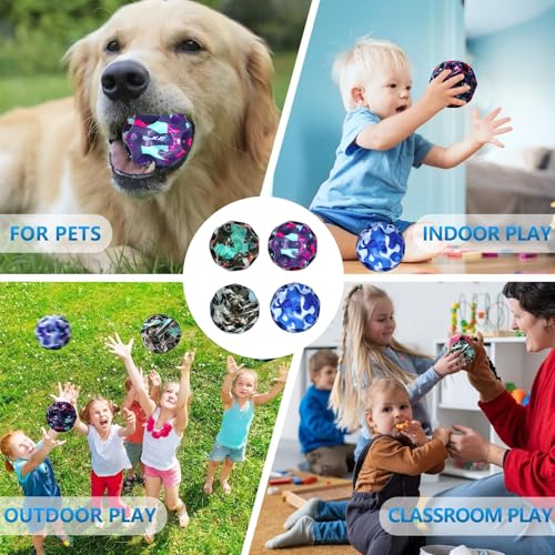 ROMINVIC Jump Ball,4 Stück Moon Ball Original,5AWG Auto Batterie Kabel mit M8 Leicht Greifbar – Flummies Galaxy für Boys
