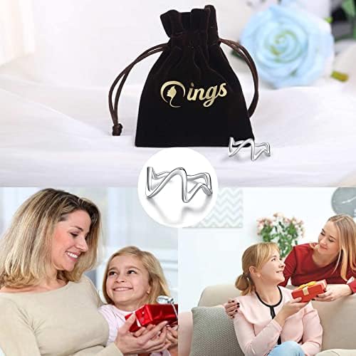 Qings to My Daughter Highs and Lows Ring - Sterling Silver Adjustable Inspirational High and Low Rings Wraparound Wave CZ Zig Zag Up and Down Encouragement Jewelry Gifts For Women Girls