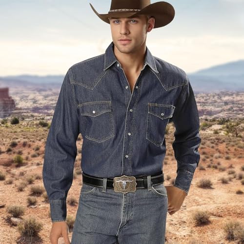 Cowboy Genuine Leather Belt – Engraved Buckle, Western Style for Men and Women2