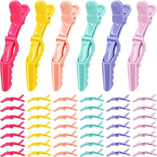 Jexine 50 Pinzas para el cabello tipo cocodrilo de dientes anchos, con doble bisagra, profesionales para salón para seccionado y coloreado, accesorios para peinado para mujeres y niñas