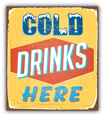 Zirni Cold Drinks Here Sign Vintage Tin Sticker Decal Design