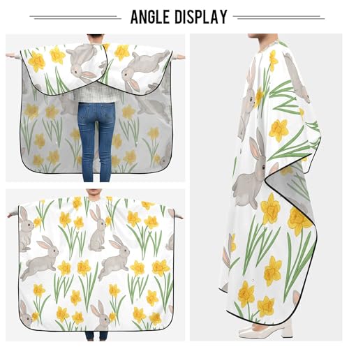 Capa de barbería Burbuja Bunny Flowers, capa para cortar cabello con cuello ajustable, impermeable, poliéster para salón barbería, unisex adultos miniatura 5