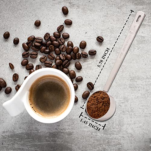 Stainless Steel Coffee Measuring Spoon And Scooper With Long Handles - Pack Of 2, Long Handle Coffee Scoop Suitable For Coffee Powder And Coffee Making (Silver-2Pcs-15Ml) #TOP1