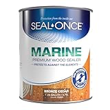 Seal-Once Marine Premium Wood Sealer - Waterproof Sealant - Wood Stain and Sealer in One - 1 Gallon & Bronze Cedar