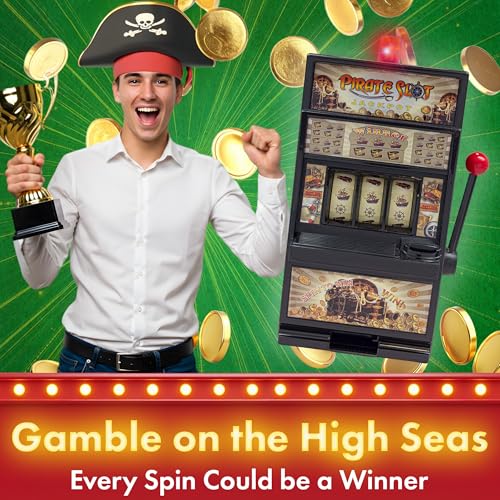 Real Slot Machine - Las Vegas Casino Slots with Flashing Lights and Realistic Jackpot Sounds - Pirate Casino Machine Accepts 98-Percent of World Coins by Trademark Games
