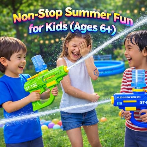 Image of GRAPHENE Holi Pichkari Automatic Electric Water Gun for Kids High Pressure Rechargeable Battery Long Range Blaster Squirt Premium Water Pistol Spray Holi Toy Gun Summer Fun Pool Outdoor 4+ Boys Girls
