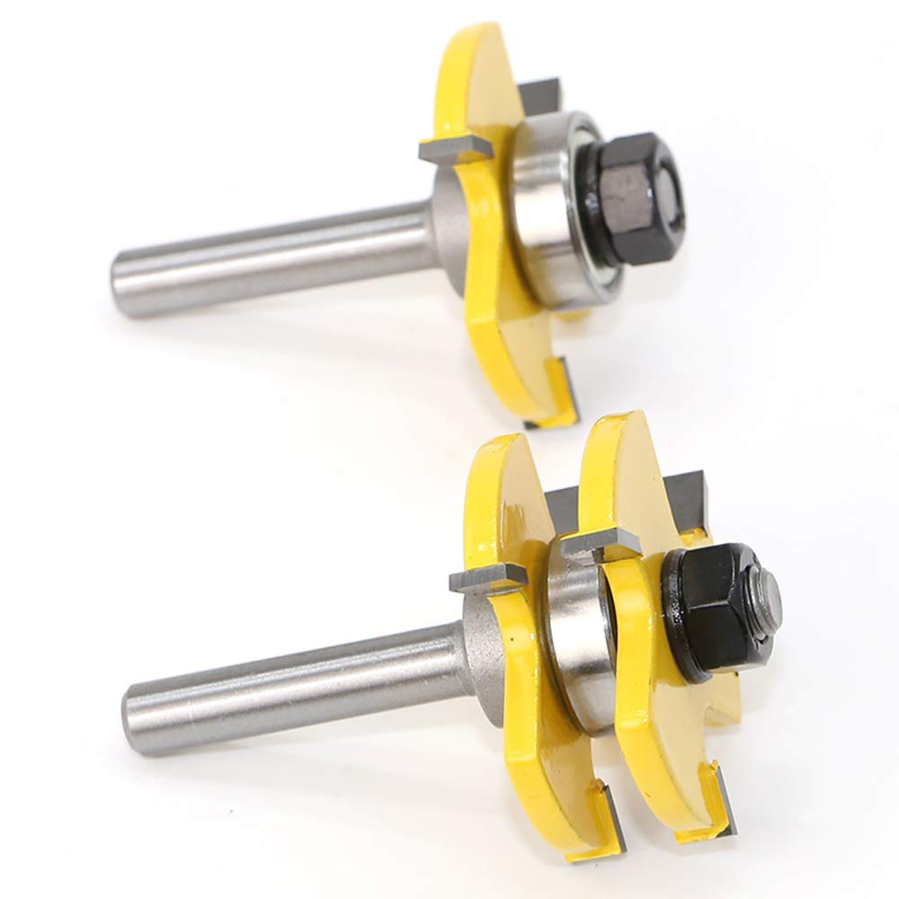 ASNOMY 45 Degrés Verrouiller Mitre Routeur Bit + Mèche de Langue + Fraise à Rainurer [ 8mm manche], percussion à rainure et à languette Fraise à Bois pour Outils de Menuiserie