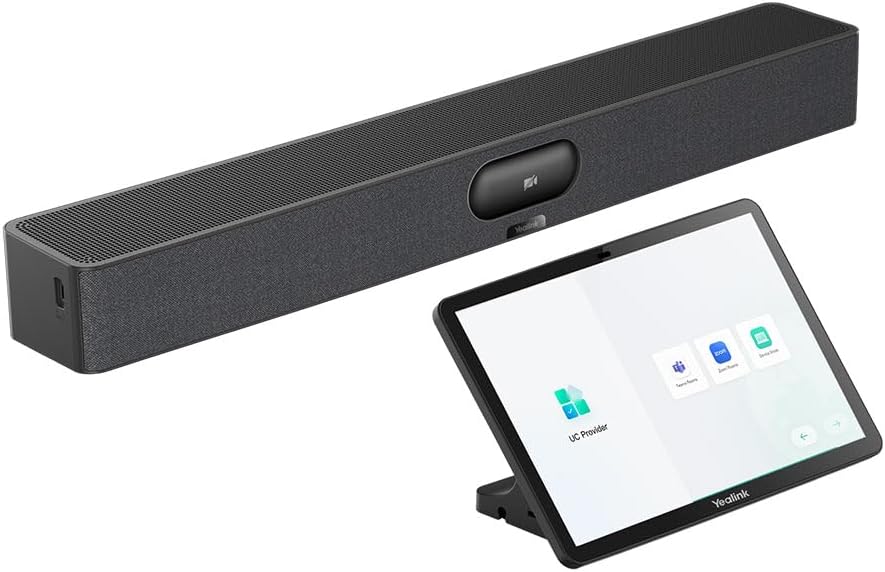 MeetingBar A25-031 - All-in-One 4K Video Conferencing Solution for Small Rooms with Triple 4K Cameras, 151° FOV, 8 Microphone Array, CTP25 Touch Panel, Compatible with Microsoft Teams and Zoom