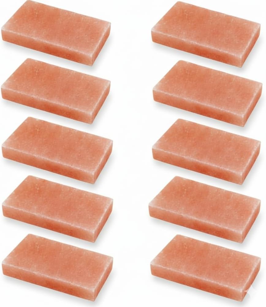 Himalayan Salt Tiles 8x4x1 - Pack of 10 | Himalayan Salt Blocks for Sauna, Spa, Dry Aging, and Elegant Home Decor, Salt Bricks.