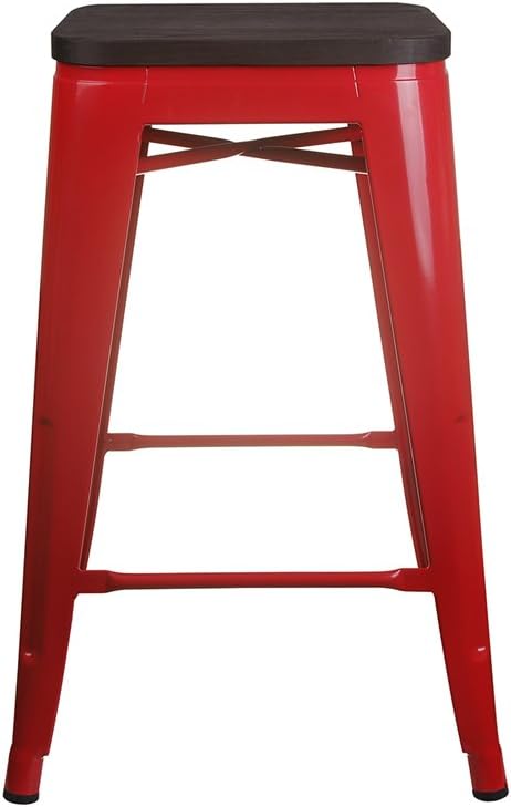 GIA 24-Inch Counter Height Backless Metal Stool with Black Vegan Leather Seat, Gun Gray, Qty of 2