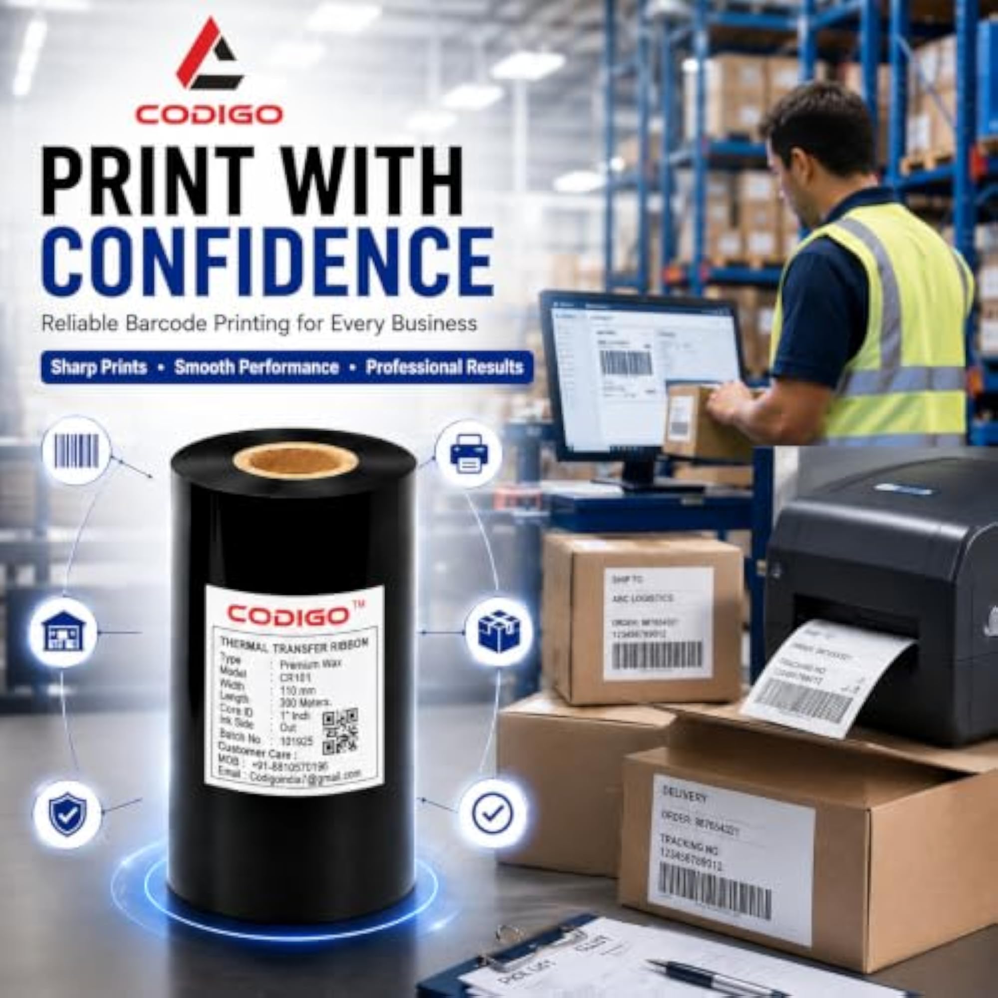 Thermal Transfer Ribbon 110mm x 300m Barcode Printer Ink
