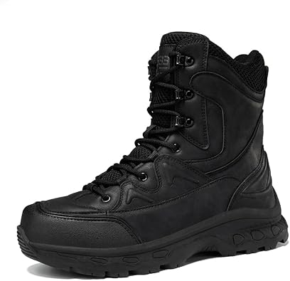 Mens Tactical Military Boots Side Zipper Lightweight Outdoor Motorcycle Boots Combat Army Boots for Men Work Hiking Shoes