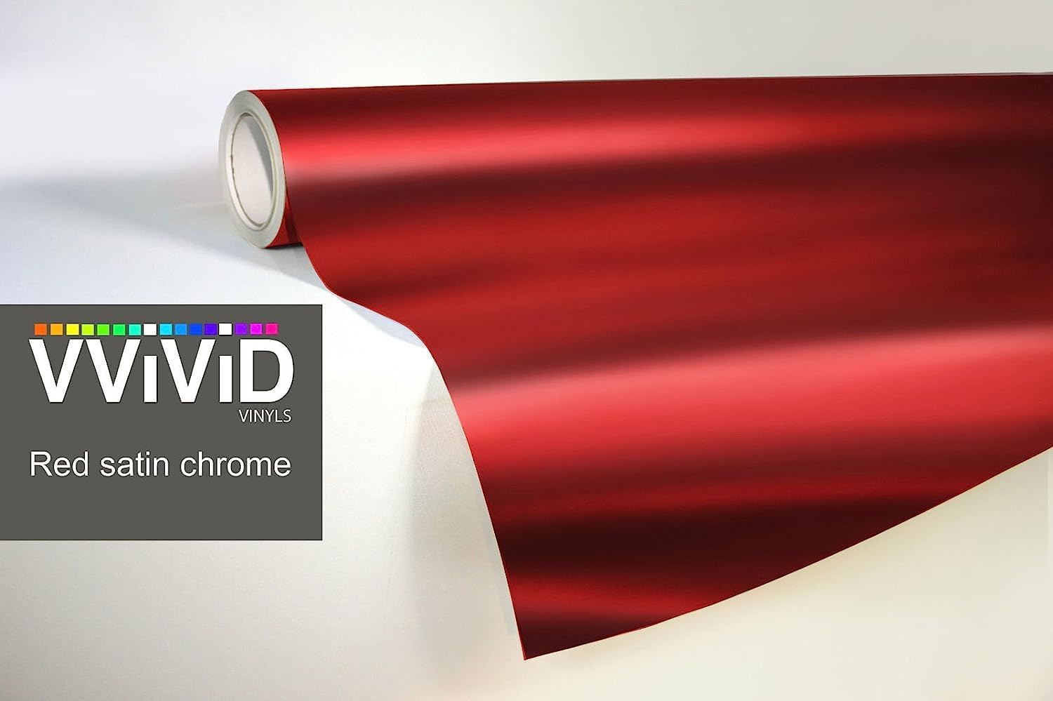 VViViD Red Satin Chrome Car Wrap Stretch Conform Cast Vinyl DIY (25ft x 5ft)